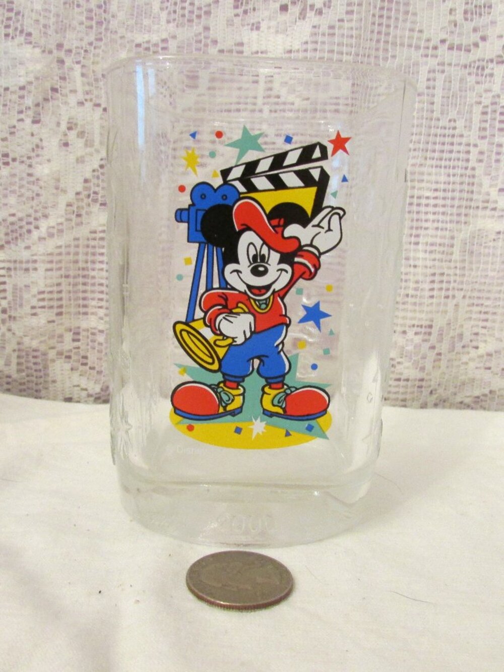 Vintage Disney McDonalds Mickey Director Drink Glass 12 oz 2000 Celebration